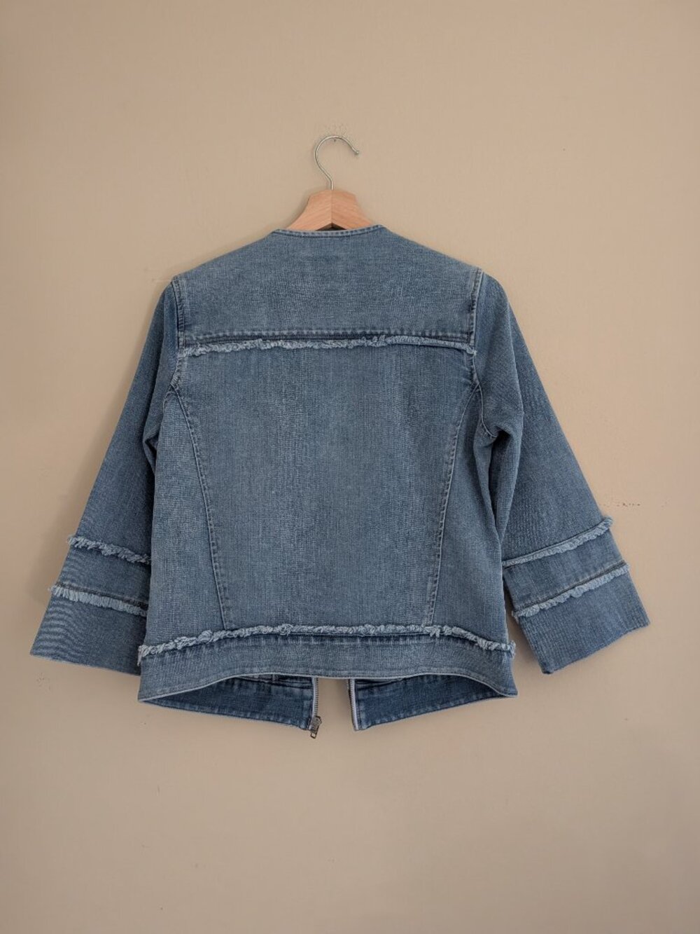 Liverpool Frayed Edge Denim Stretchy Comfort Jacket 3\4 sleeve length Size S - Picture 3 of 8